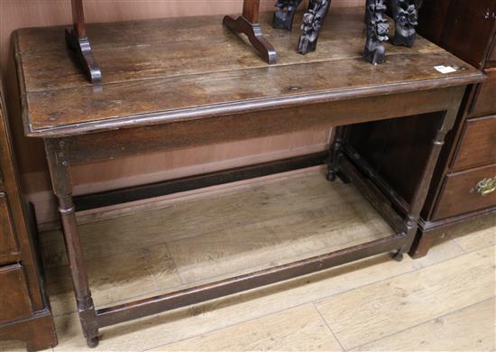 A late 18th century oak side table, W.114cm